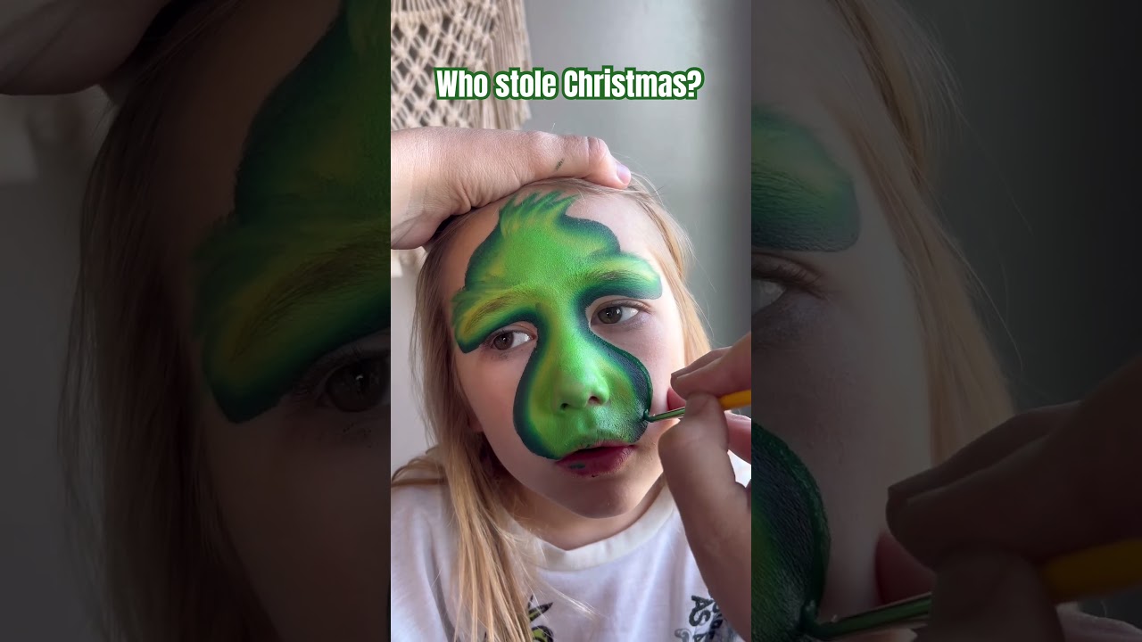 Cute Grinch Face Painting Tutorial 🎨