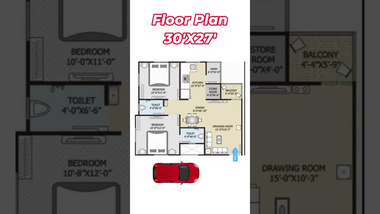 30x27 House & 2BHK Floor Plan 🏡