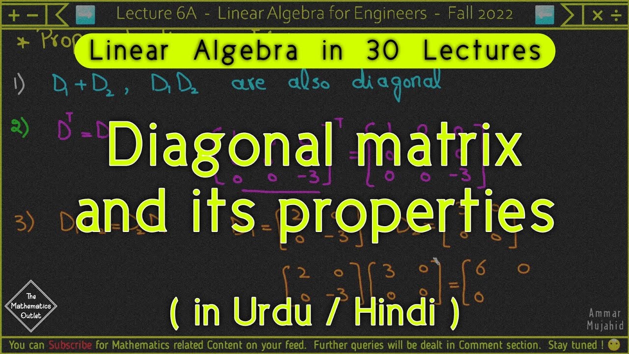 Diagonal Matrices Explained: Properties, Powers & Inverses | Linear Algebra Lecture 6A ๐