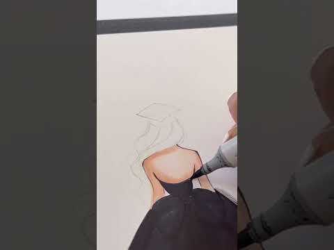 Graduation Dress🥰 Holly Nichols art #fashionillustration #copicmarkers #fashionsketch #asmr