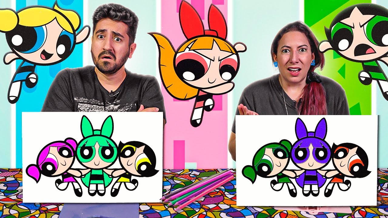 Desenhos das Meninas Super Poderosas em 3 Cores 🌈 | Desafio de Pintura com Gabriel e Shirley 2.0