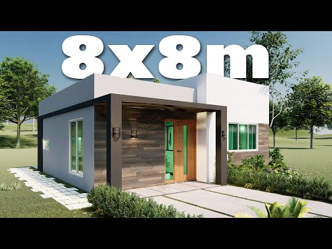 🏡 casa de 8x8 metros, plano de casa 8x8, diseño de casa pequeña y bonita 💕