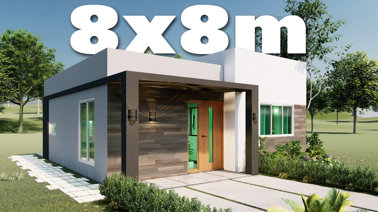 š” casa de 8x8 metros, plano de casa 8x8, diseƱo de casa pequeƱa y bonita š
