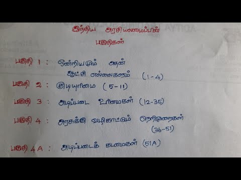 tnpsc polity shortcut /tnpsc important constitution shortcut/ அரசியலமைப்பின் பகுதிகள் shortcut