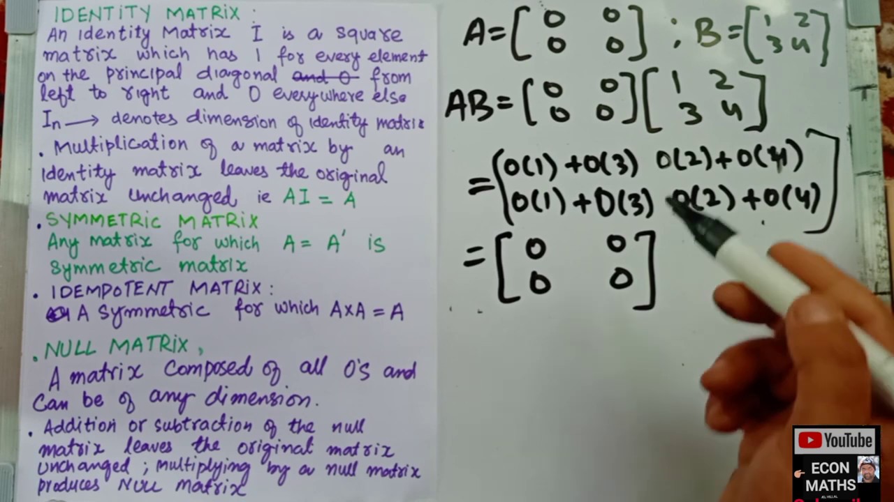 Understanding Key Matrices: Identity, Symmetric, Idempotent & Null Matrices 📊
