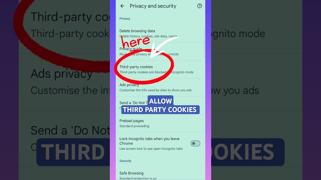 How to enable Third-party cookies in Google Chrome? #shortsfeed #shorts #viralshorts #trending