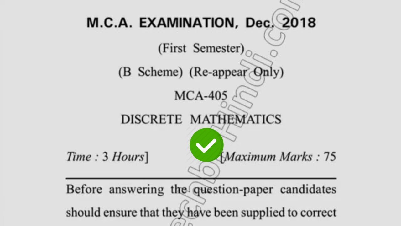 2018 DCRUST MCA 1st Semester Reappear Discrete Mathematics Exam Paper