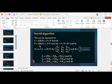 Lec-18 - Network Security - (Hill Cipher - Encryption)