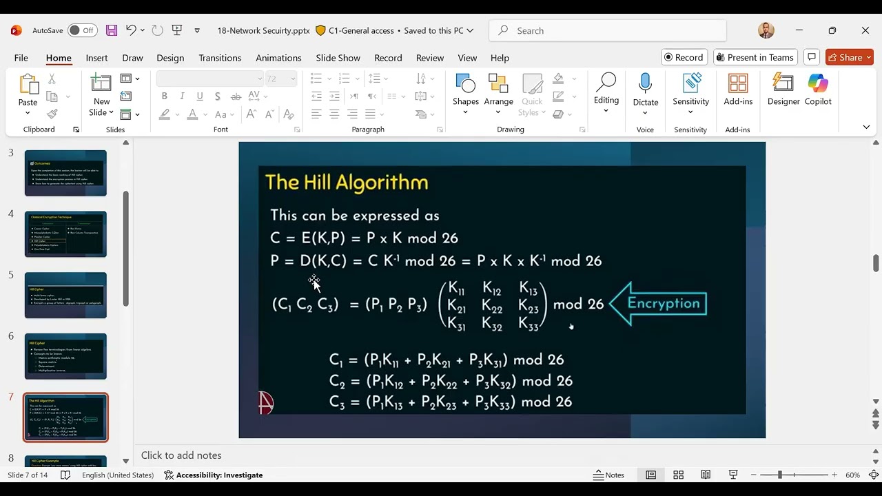 Lec 18: Mastering Network Security with Hill Cipher Encryption 🔐