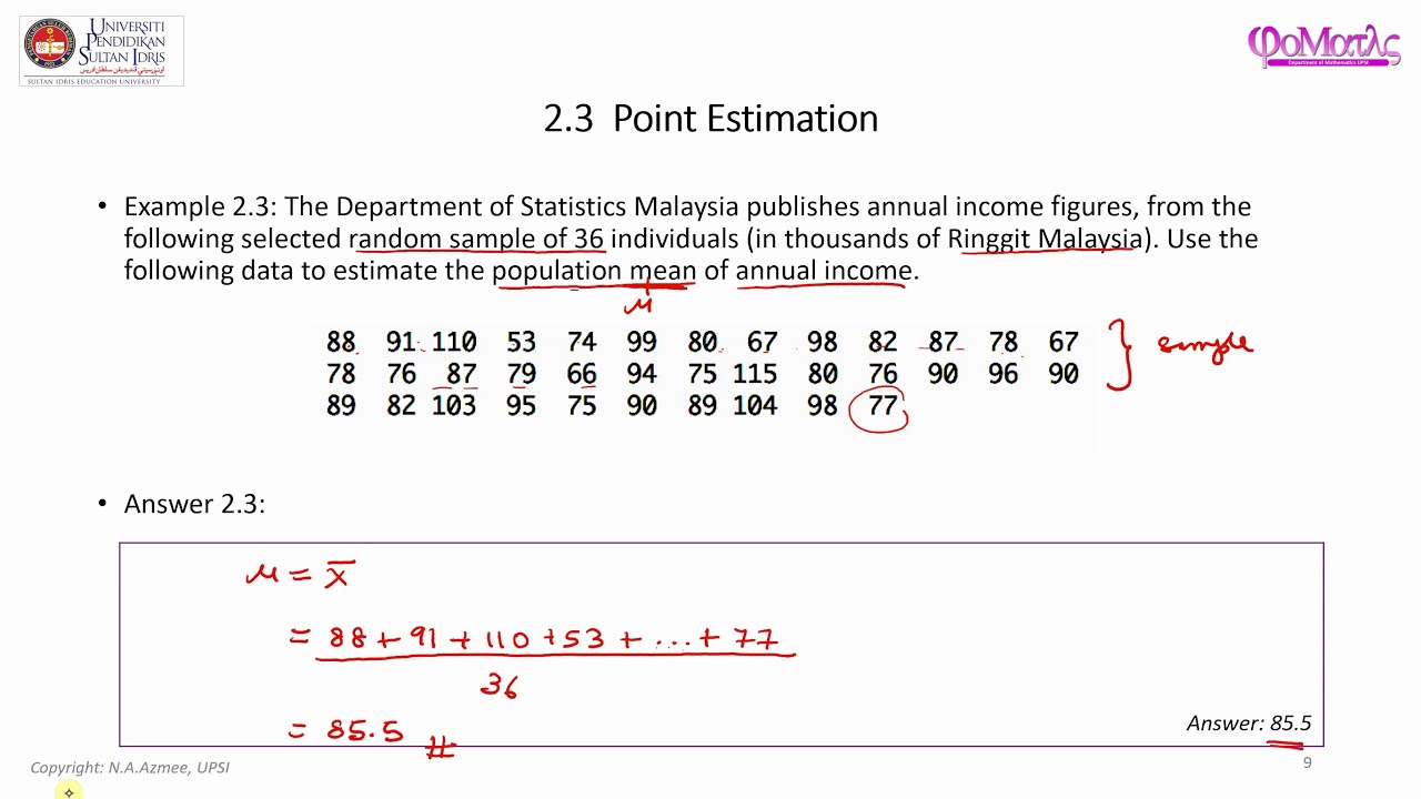 Point Estimation for Population Mean & Variance 📊
