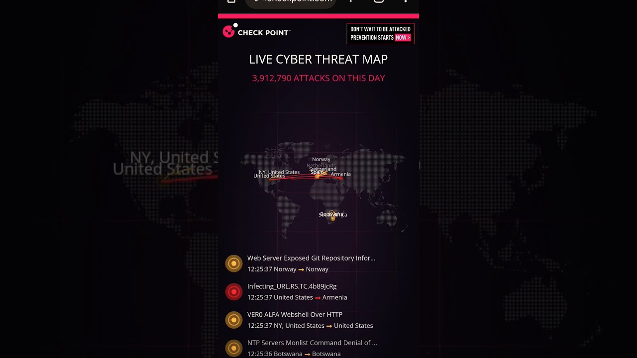 Live Cybersecurity Threat Map 🌐