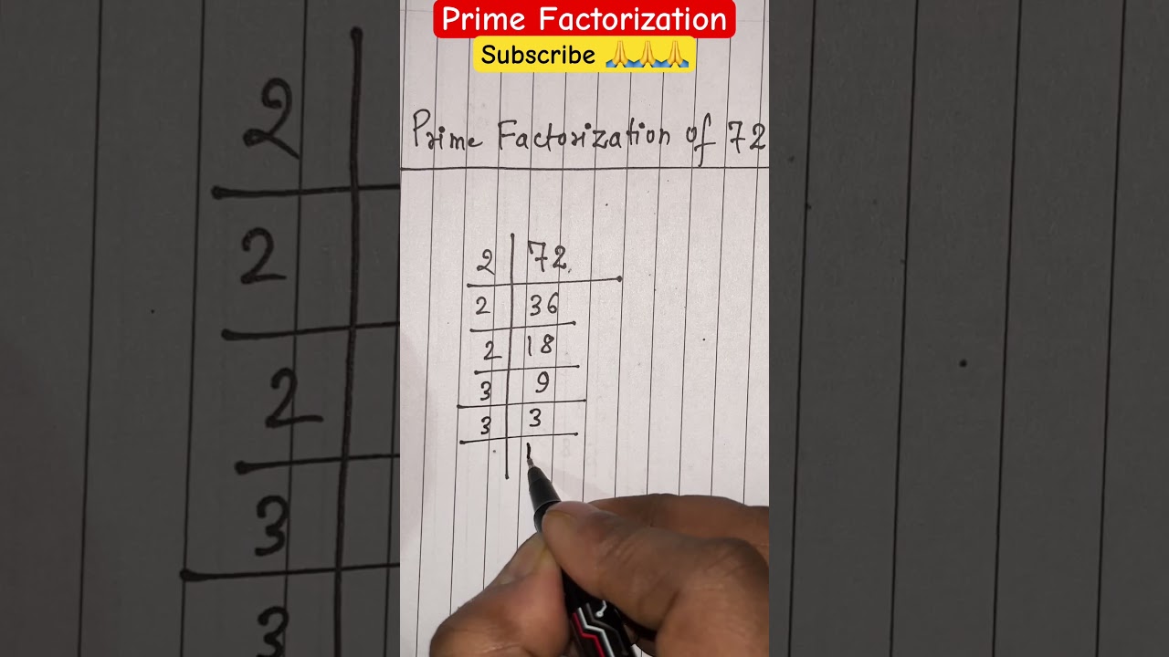 Prime Factorization of 72 #maths #math