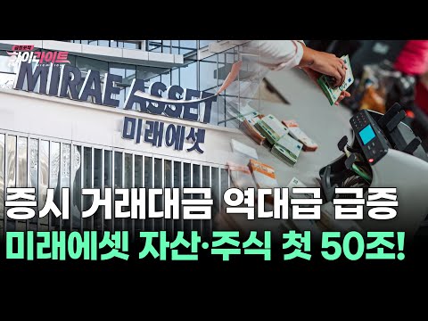 증시 거래대금 역대급 급증 미래에셋 연금자산·해외주식 첫 50조!