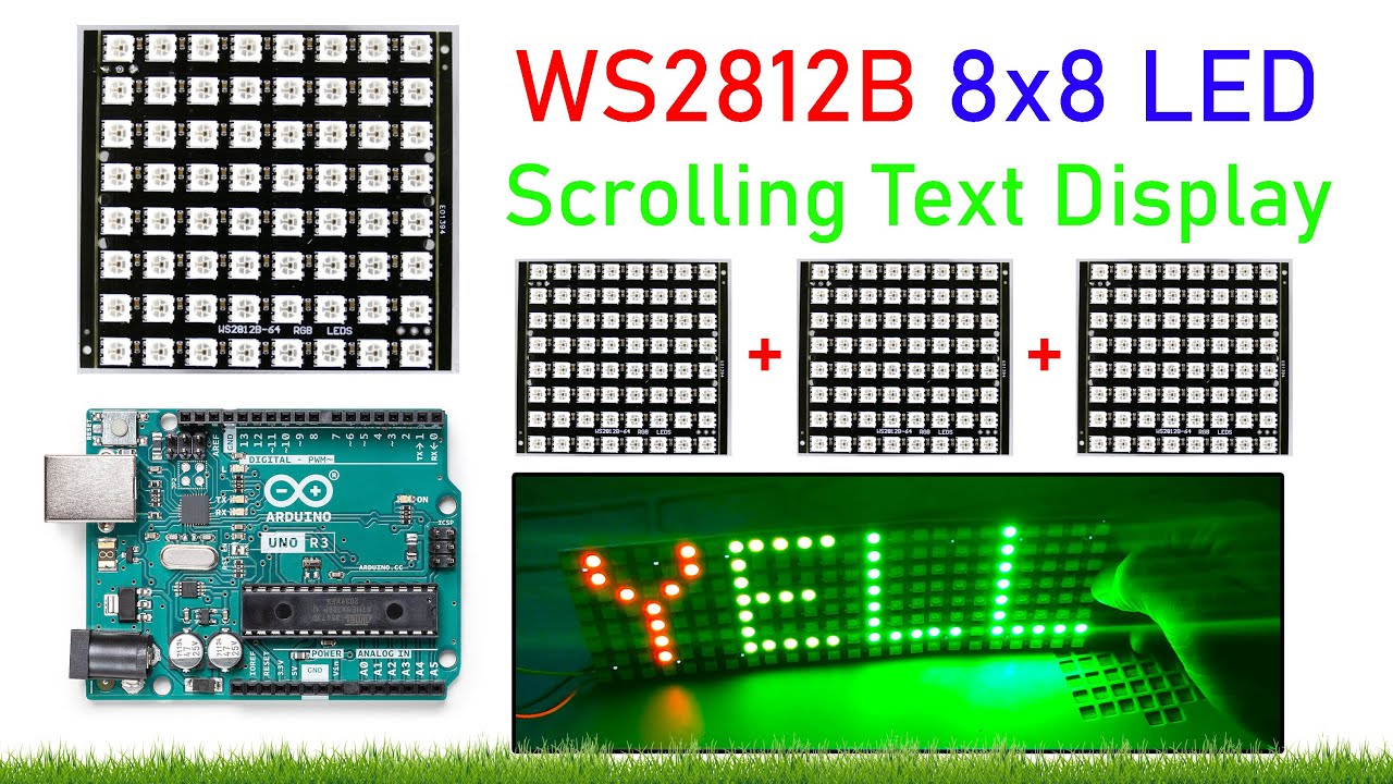 Guide to Using 3 WS2812B 8x8 LED Matrices with Arduino