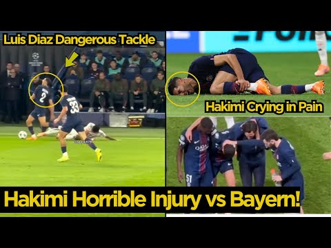 Footage of Achraf Hakimi Horrible Injury Against Bayern After Dangerous Tackle From Luis Diaz