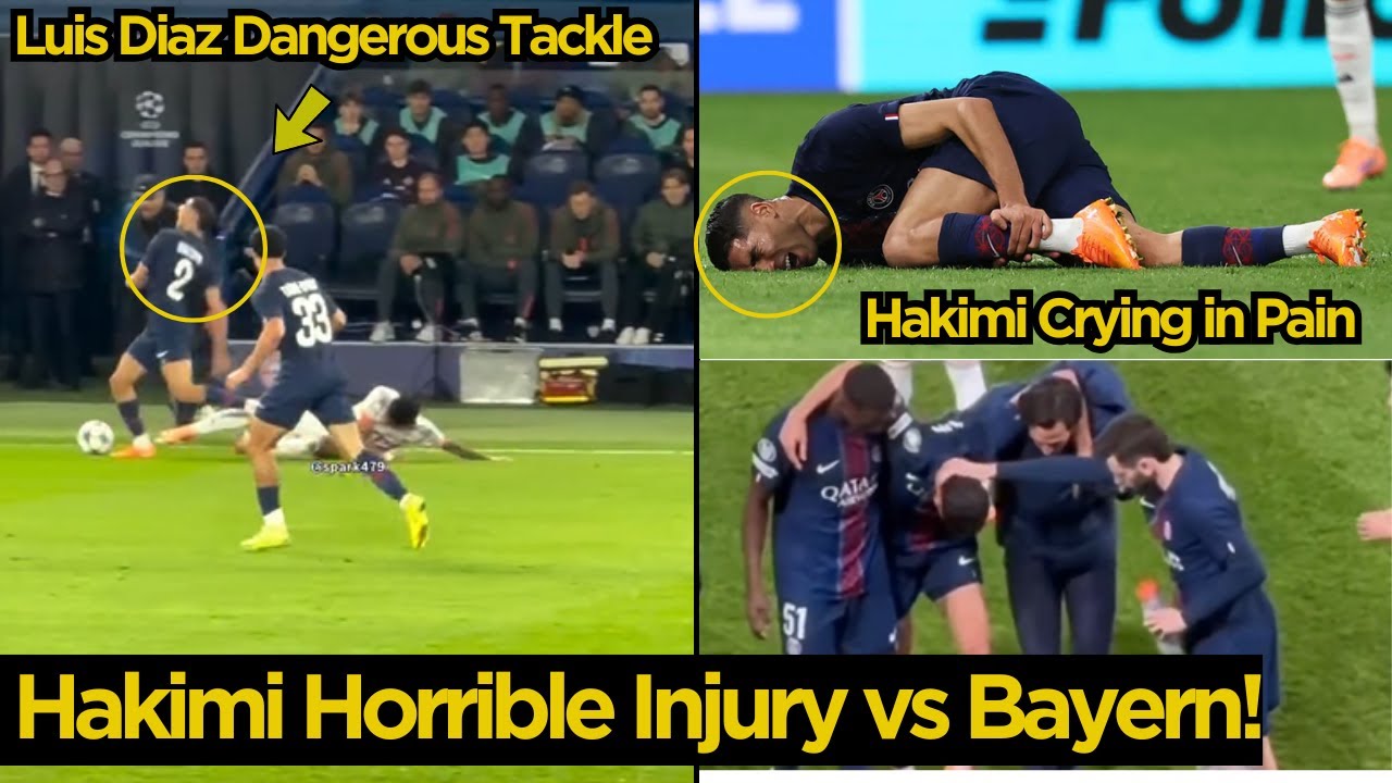Achraf Hakimi's Shocking Injury After Dangerous Tackle by Luis Diaz ⚽