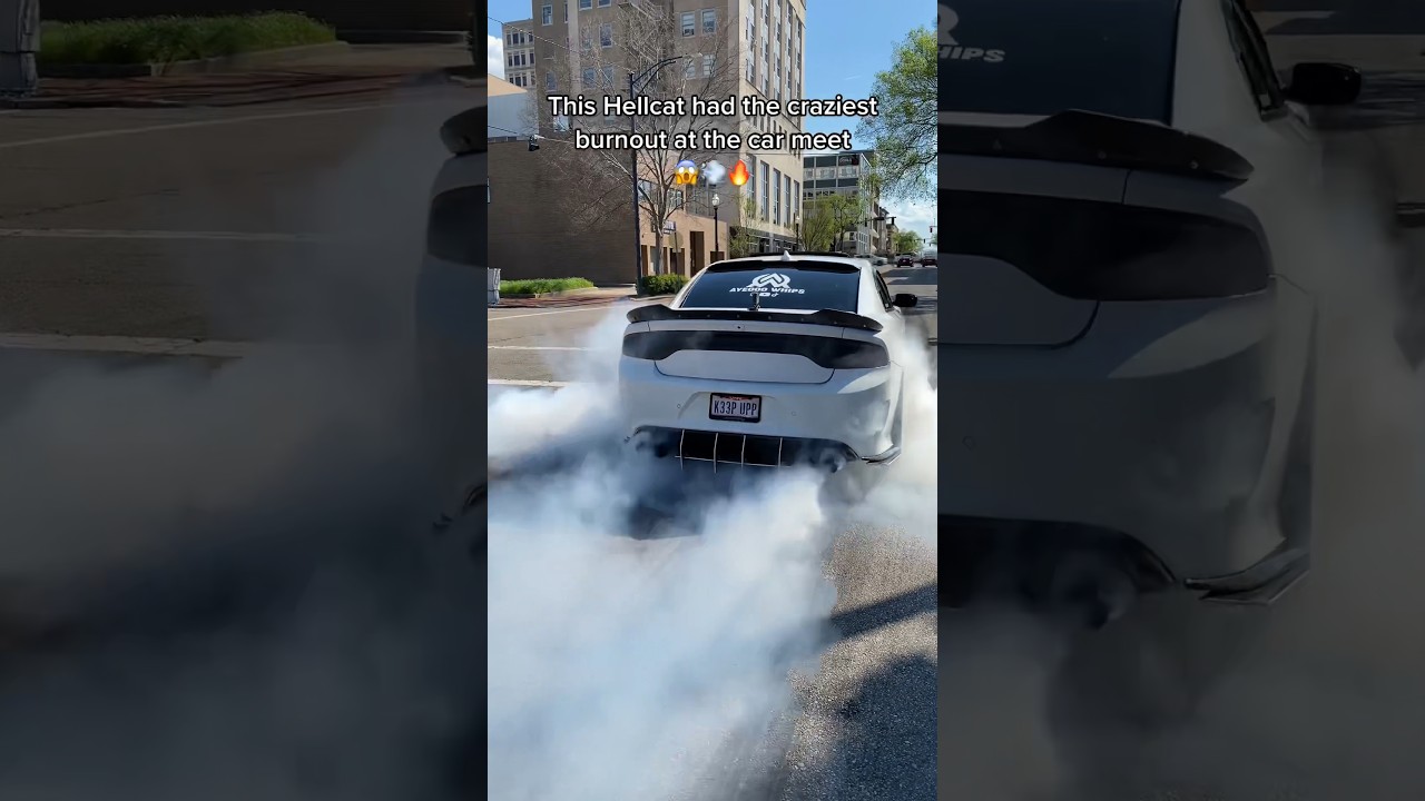 Hellcat's Epic Burnout at Car Meet 😳