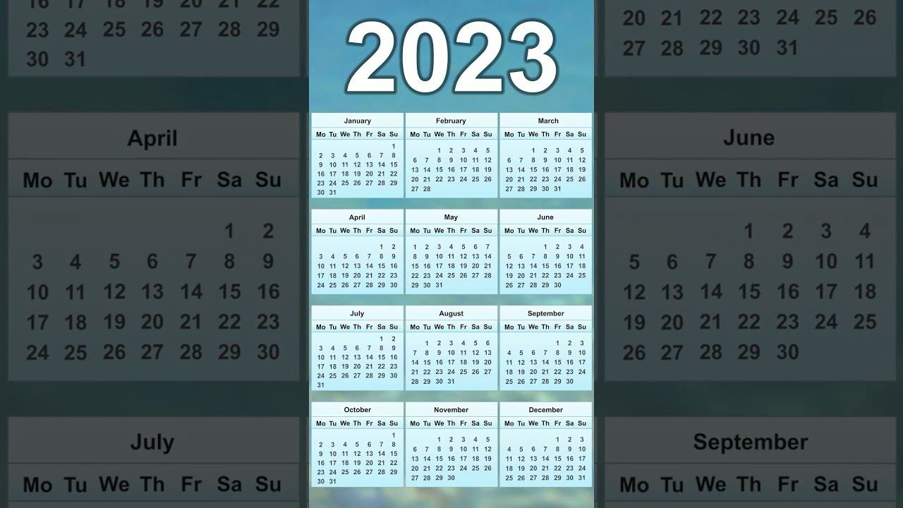 2023 Calendar & Monthly View π