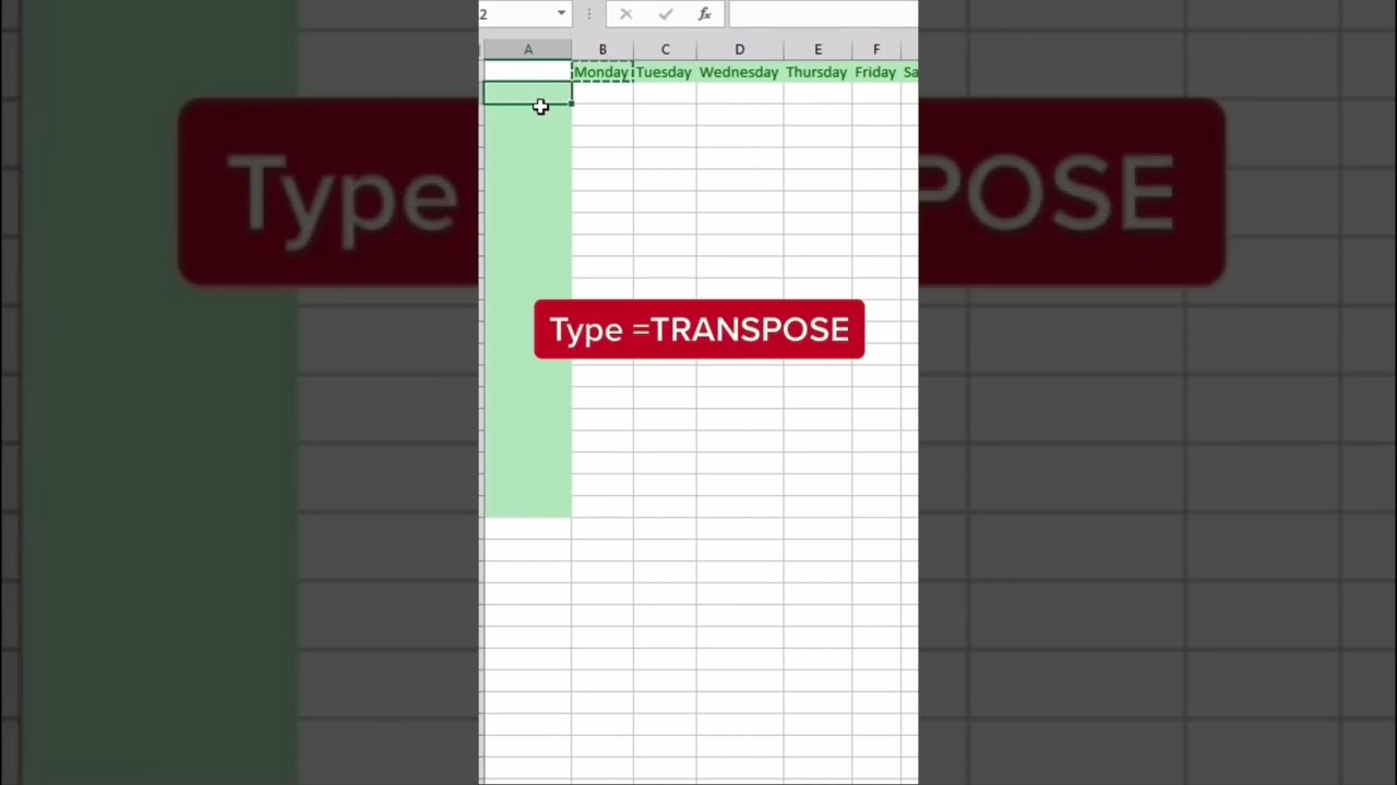 Excel: How to Transpose Data with =TRANSPOSE