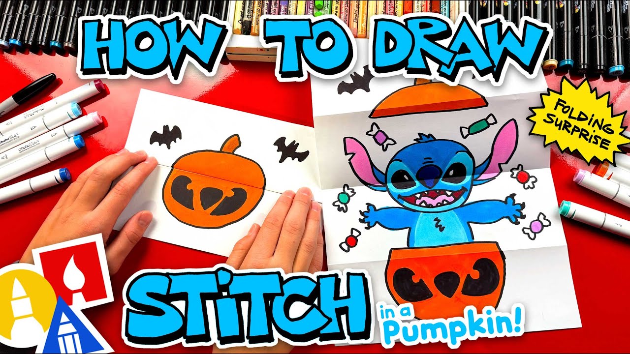How to Draw Stitch Inside a Pumpkin Folding Surprise