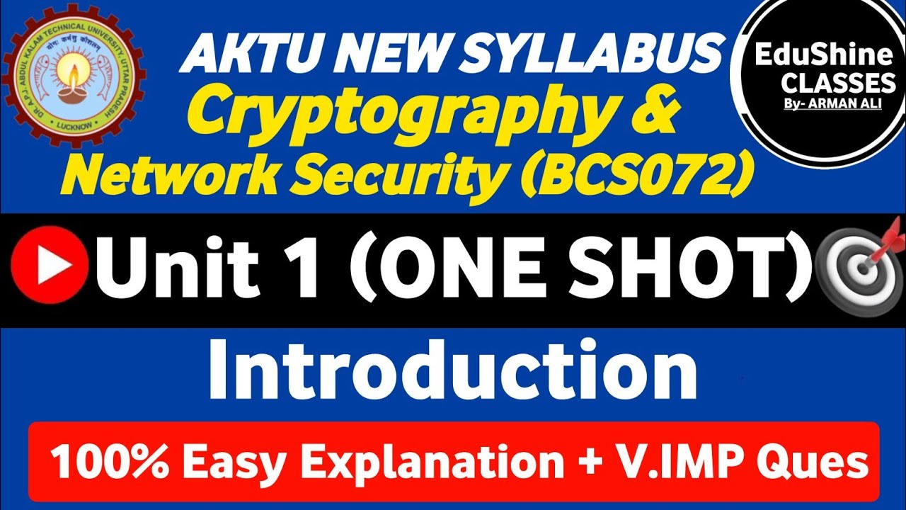 Cryptography & Network Security Unit 1: Quick Revision & Key Concepts 📚