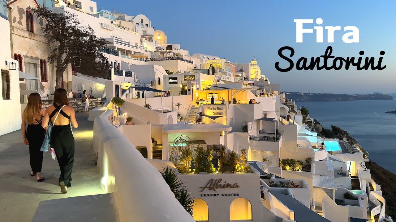 [4K] Fira Walking Tour, Santorini 🇬🇷 2024