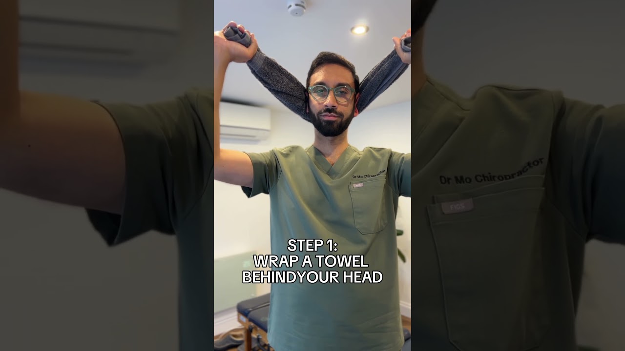 Neck Pain Relief Stretch Using a Towel at Home