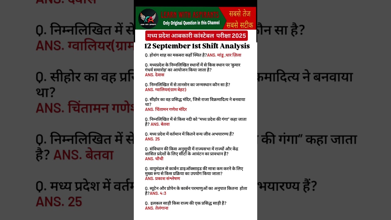 MP आबकारी आरक्षक 2025 परीक्षा विश्लेषण: 12 सितंबर पहली शिफ्ट का पूरा समीक्षा 📝