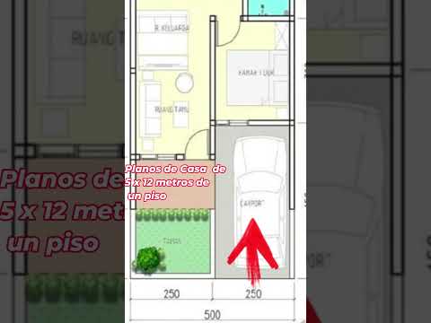 Mira este plano de casa de 5 x 12 metros de un piso #diseño #casa #planosdearquitectura