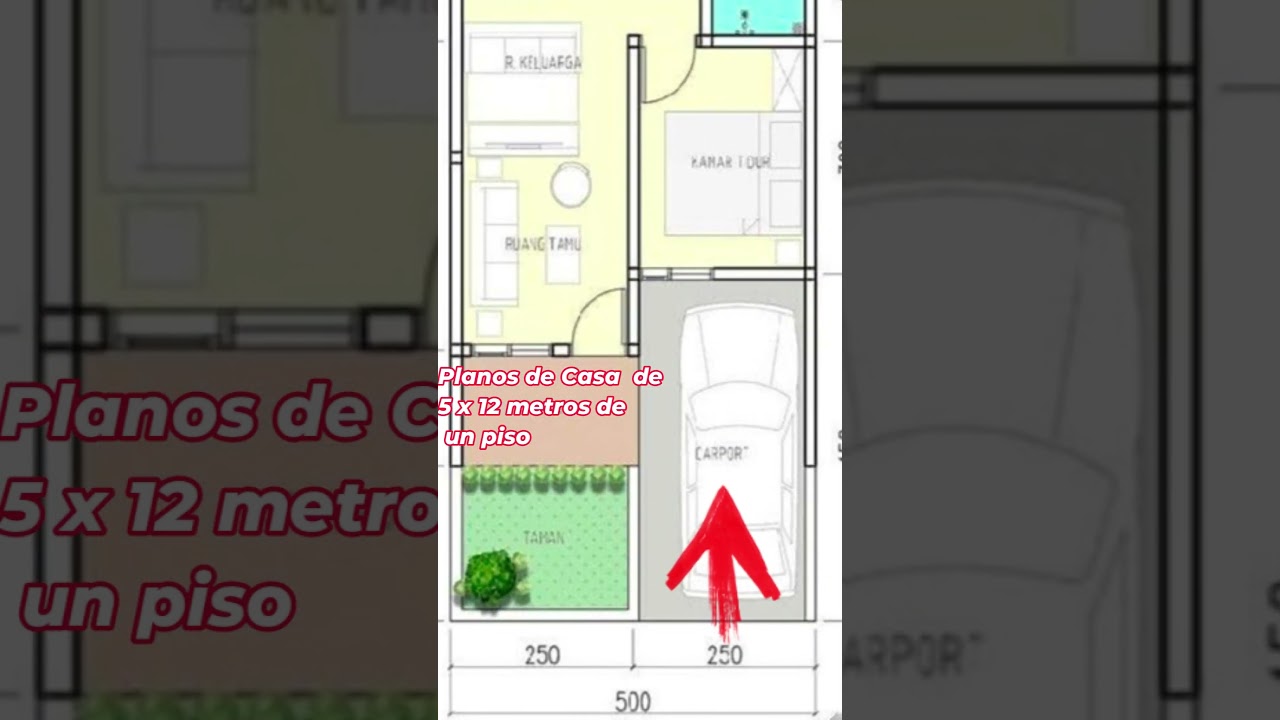 Mira este plano de casa de 5 x 12 metros de un piso #diseño #casa #planosdearquitectura