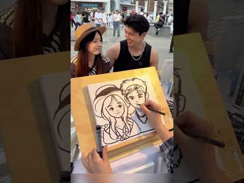 Esta ARTISTA callejera les HIZO un GENIAL DIBUJO a esta PAREJA en CHINA y su REACCIÓN fue INCREIBLE