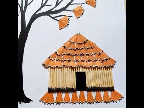 Pencil shaving craft/matchstick craft #shorts #artandcraft