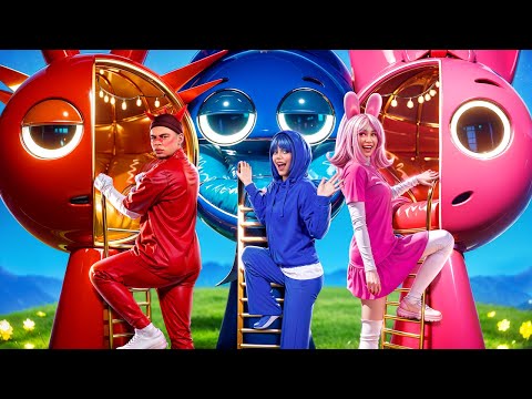 Tantangan Satu Warna! Kami Membangun Rumah Mungil untuk SPRUNKI! Pinki vs Raddy vs Jevin vs Oren