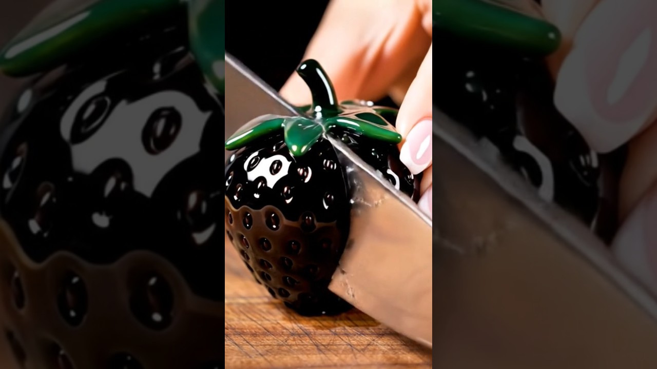 Relaxing Black Strawberry 🍓 Sounds | Glass Fruit ASMR Part 03