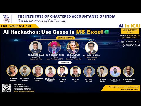 Live Webcast on “AI Hackathon: Use Cases in MS Excel by CA”