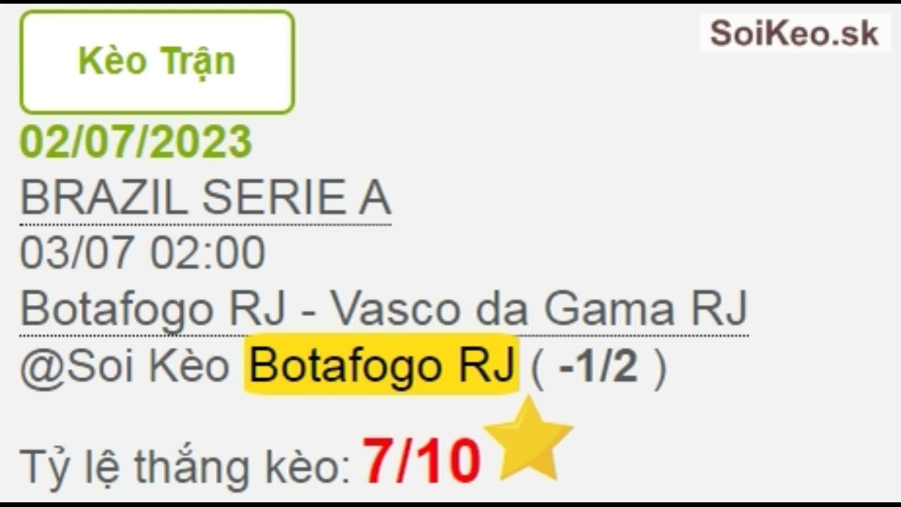 Dự đoán và phân tích trận đấu Botafogo RJ vs Vasco da Gama RJ ngày 02/07/2023