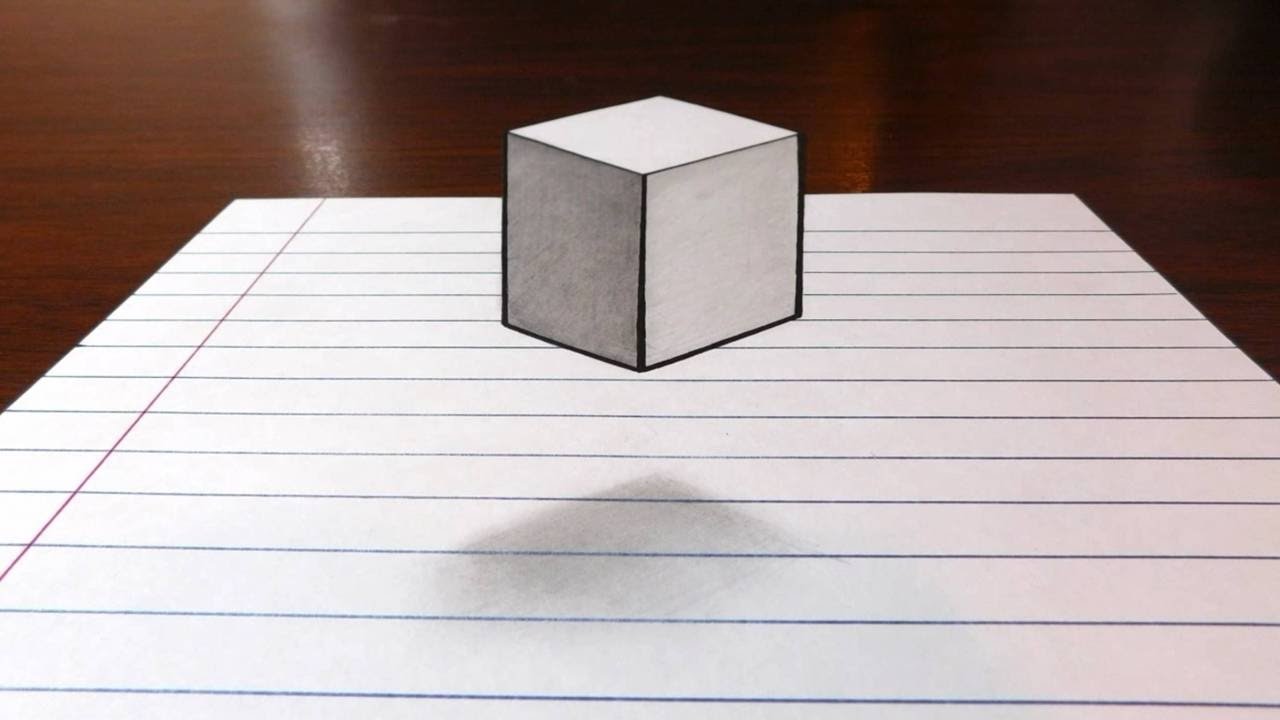 Floating Cube 3D Trick Art on Paper 🎨