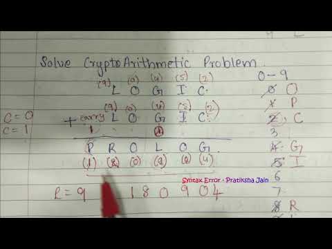 Cryptarithmetic problem in Artificial Intelligence LOGIC + LOGIC = PROLOG solution | Pratiksha Jain