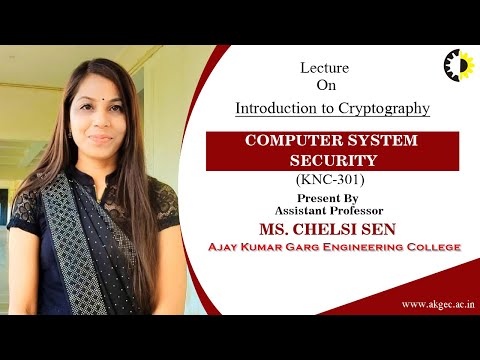 ''Introduction to Cryptography'' Computer System Security Lecture 01 By Ms  Chelsi Sen, AKGEC