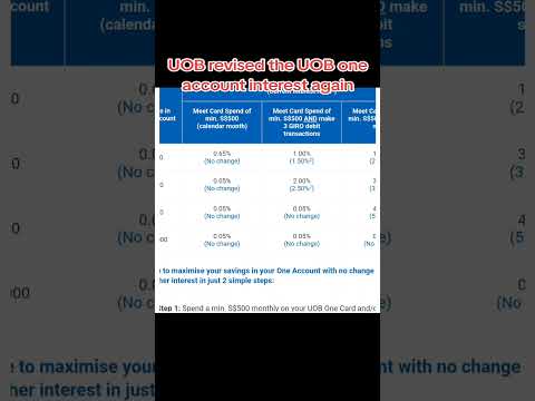 UOB revised the UOB one account interest again#uob #uobone #saving #interest