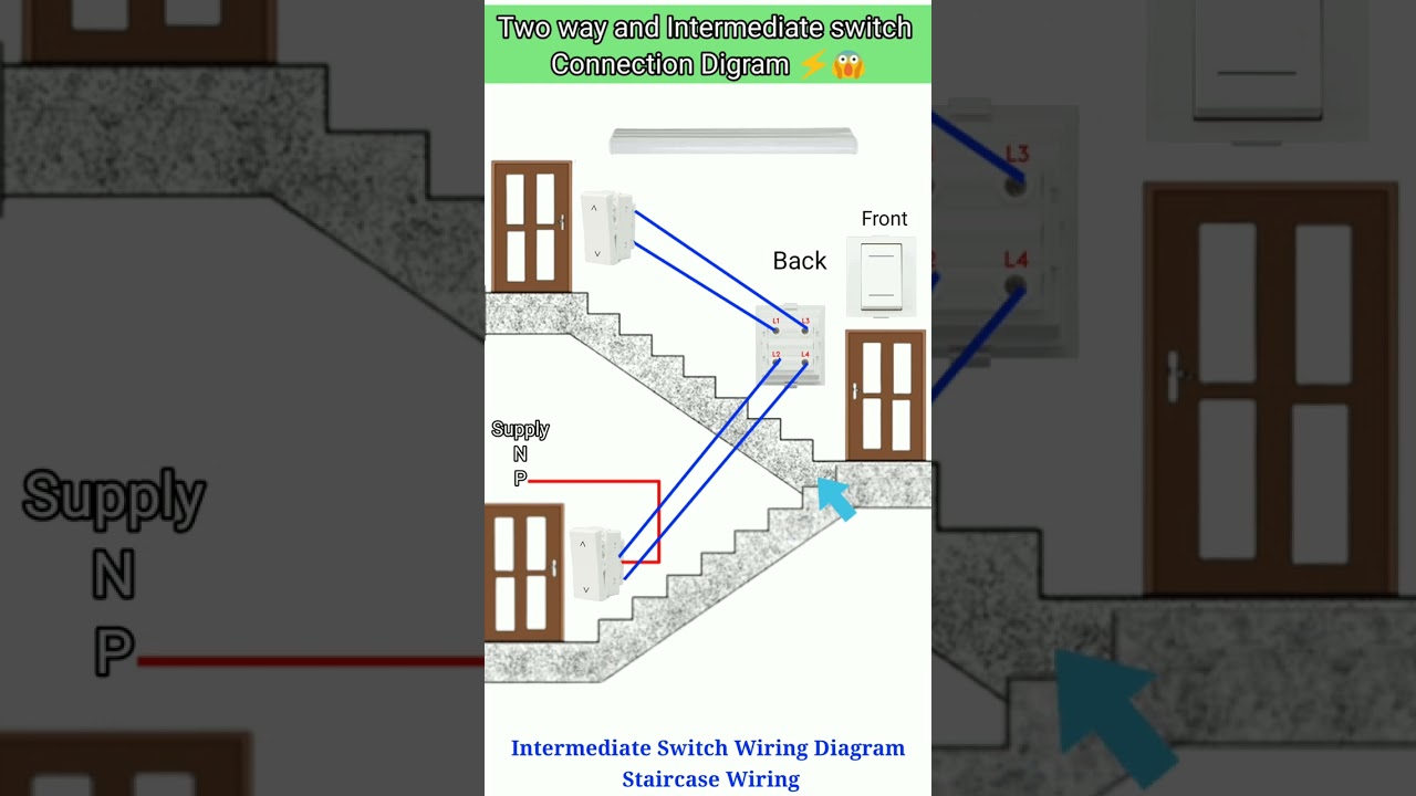 Two-Way and Intermediate Switch Connection | Wiring Diagram for Staircase and House Lighting