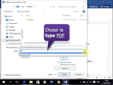 Enregistrer un Word 2016 en PDF ou XPS 📄