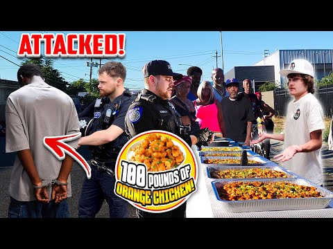 Making 100 Pounds Of Orange Chicken For The Homeless! (I GOT ATTACKED)