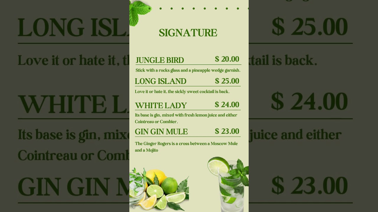 Signature Cocktail Menu Templates 🍹