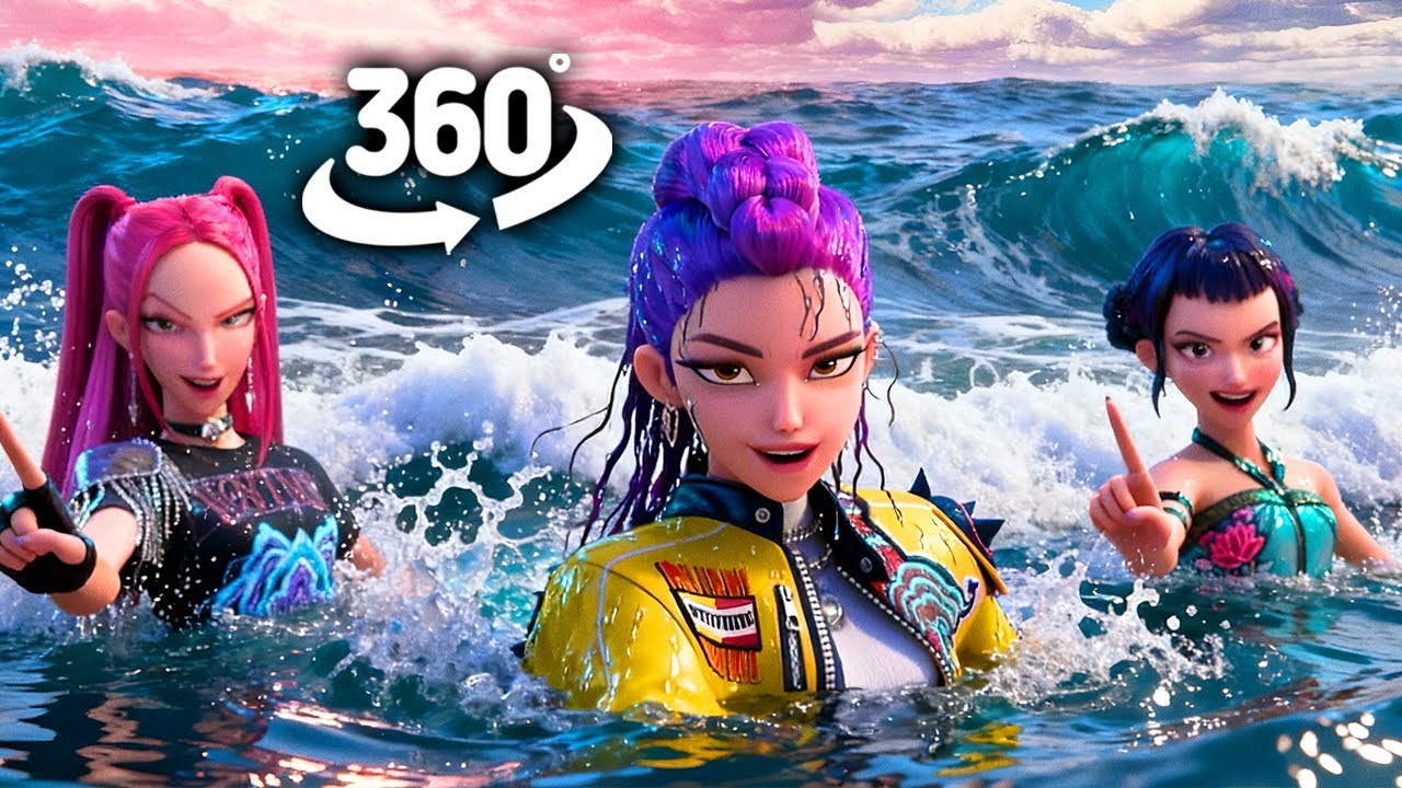 K-Pop Demon Hunters Survive a Thrilling Ocean Adventure 🌊 | 360° VR Animation