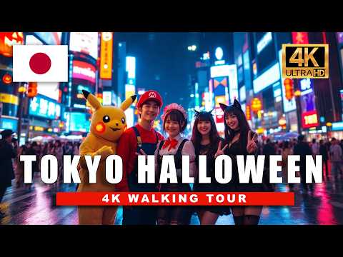 🎃 Halloween in Tokyo 2025 4K HDR | Shibuya Crossing Costume Chaos & Neon Rain