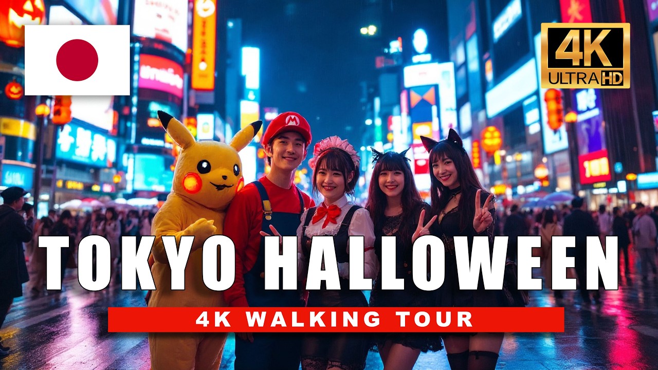 Tokyo Halloween 2025 in Stunning 4K HDR 🎃 | Shibuya Crossing Costume Chaos & Neon Rain