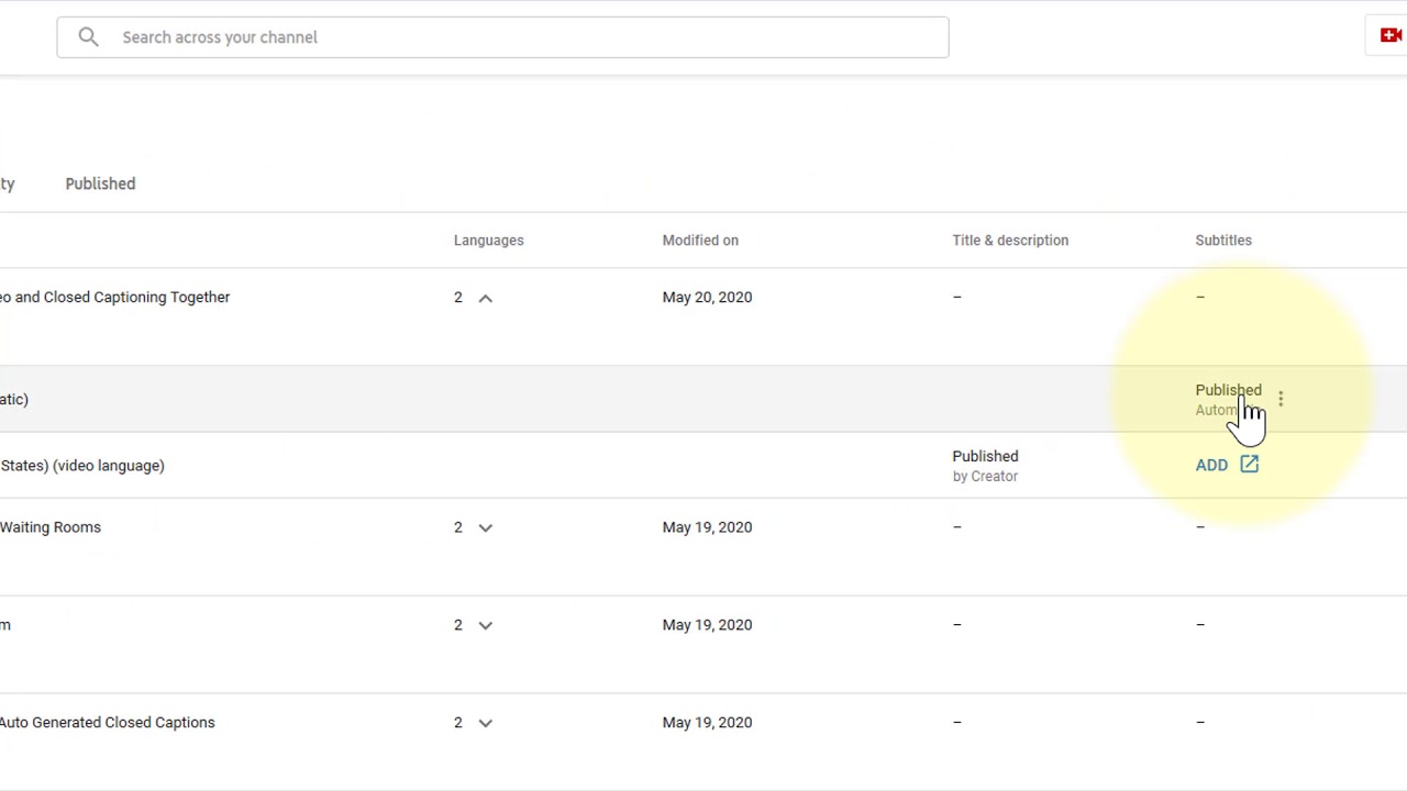 YouTube Auto-Generated Captions in Studio