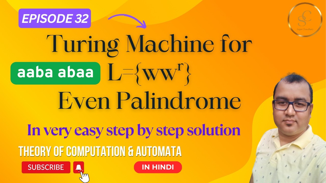 Turing Machine for Language L = wwʳ | Detecting Even Palindromes in Automata Theory