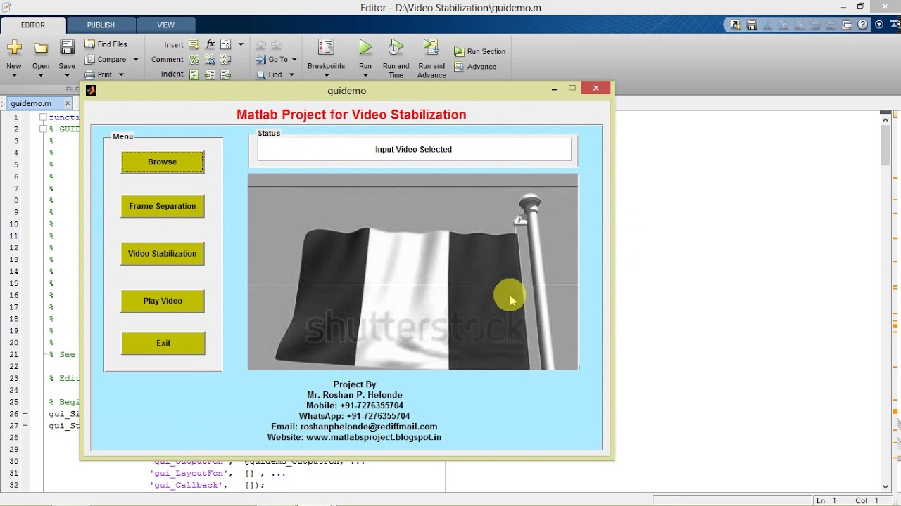 Matlab Video Stabilization Project with Source Code